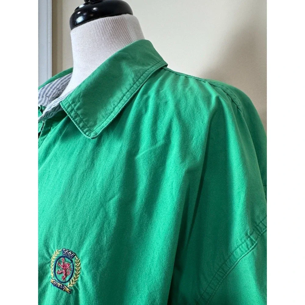 Vintage Tommy Hilfiger‎ Green Windbreaker Jacket XL Crest Golf 90s